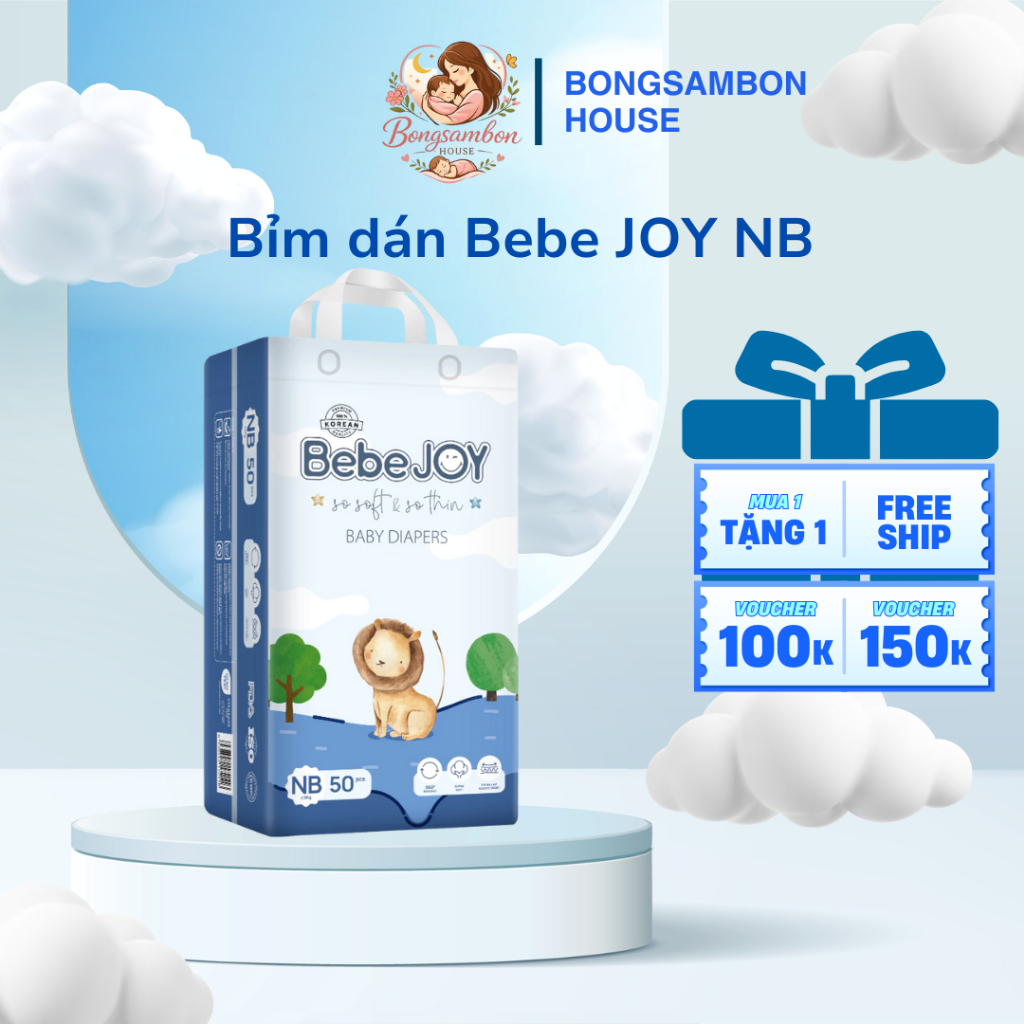 BebeJOY - ผ้าอ้อม - ไซส์ NB - <5kg - 50 ชิ้น - BONGSAMBON HOUSE