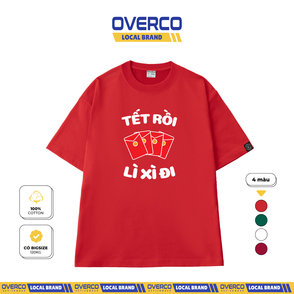 เสื้อยืด Unisex สําหรับ Tet และ Lucky Money 4 สี Overco Local Brand ผ้าฝ้ายคุณภาพสูง - O1A62