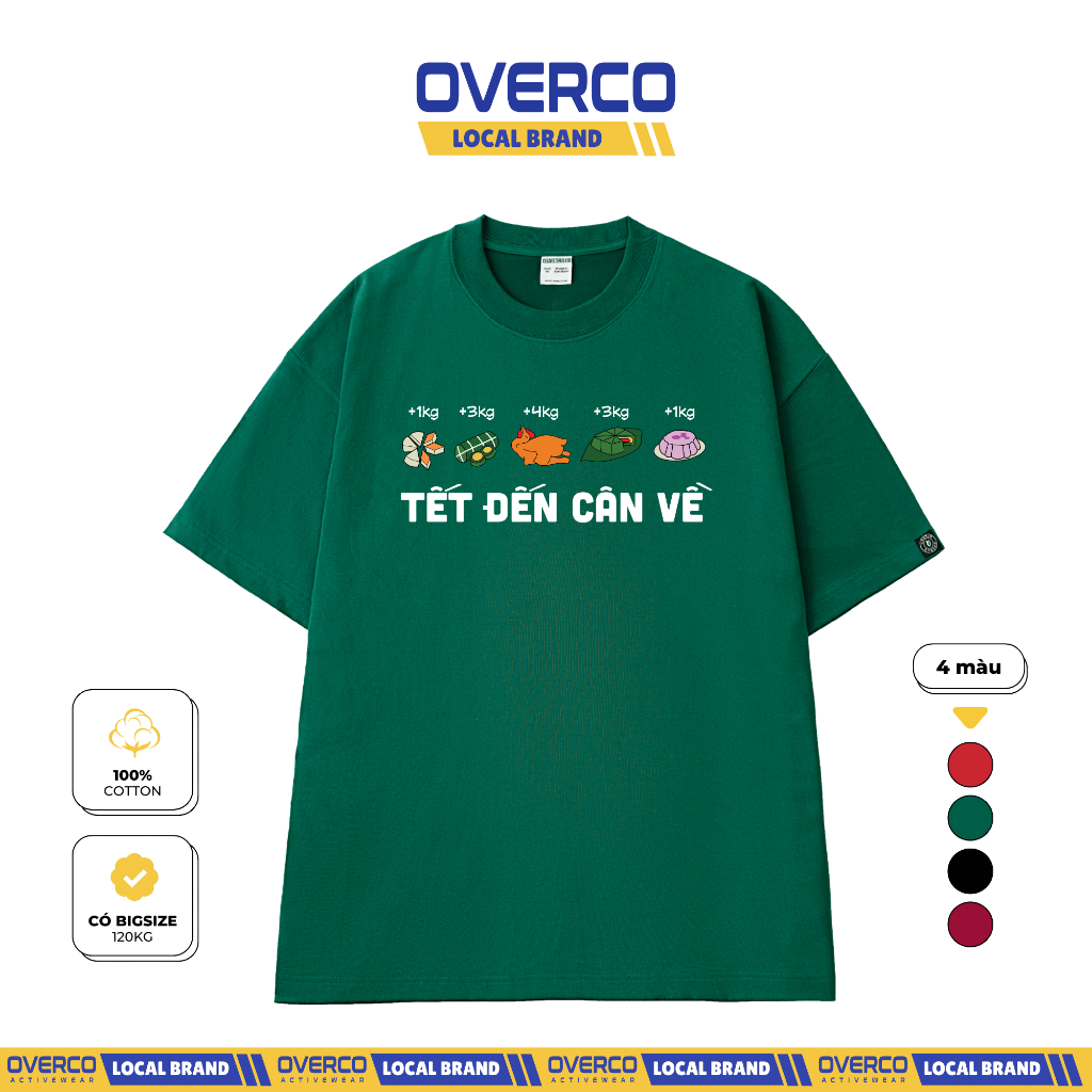 เสื้อยืด Unisex สําหรับ Tet กําลังมาน้ําหนัก 4 สี Overco Brand High Quality Cotton Fabric - O1A83
