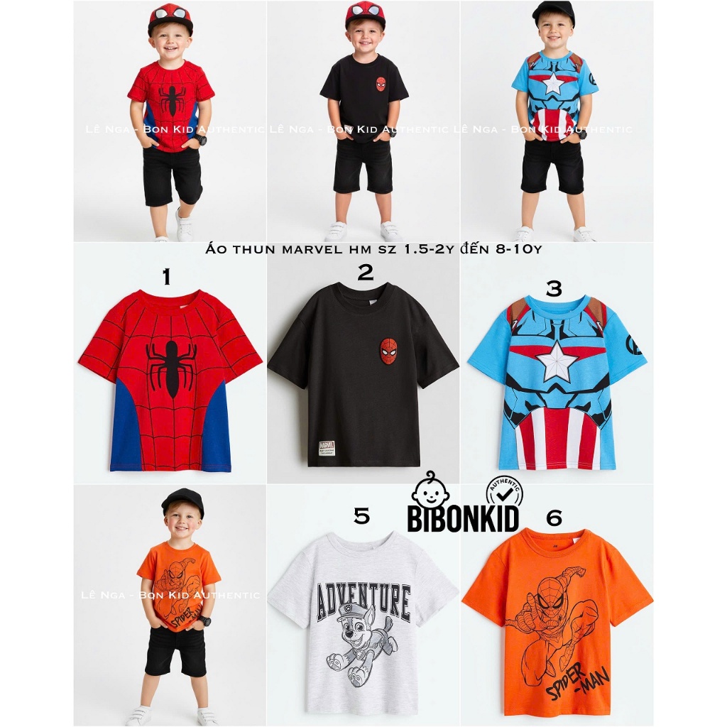 [Bibonkid] เสื้อยืด MAR.VE.L HM US/JAPAN ไซส์ 1.5-2y, 2-4y, 4-6y, 6-8y, 8-10y