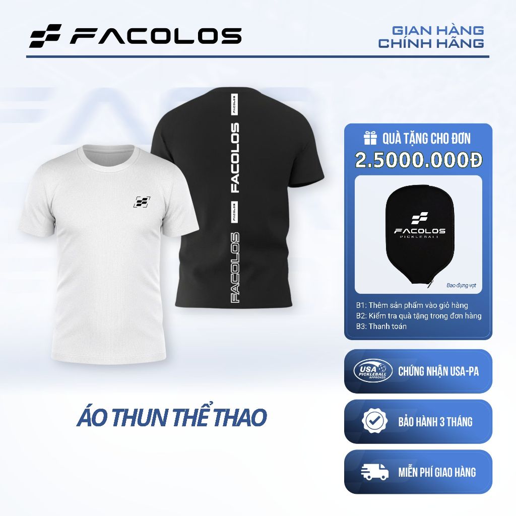 เสื้อยืดกีฬา Facolos pickleball เสื้อกีฬาสําหรับบุรุษและสตรีที่ระบายอากาศได้ดี แห้งเร็ว และวัสดุดูดซับ