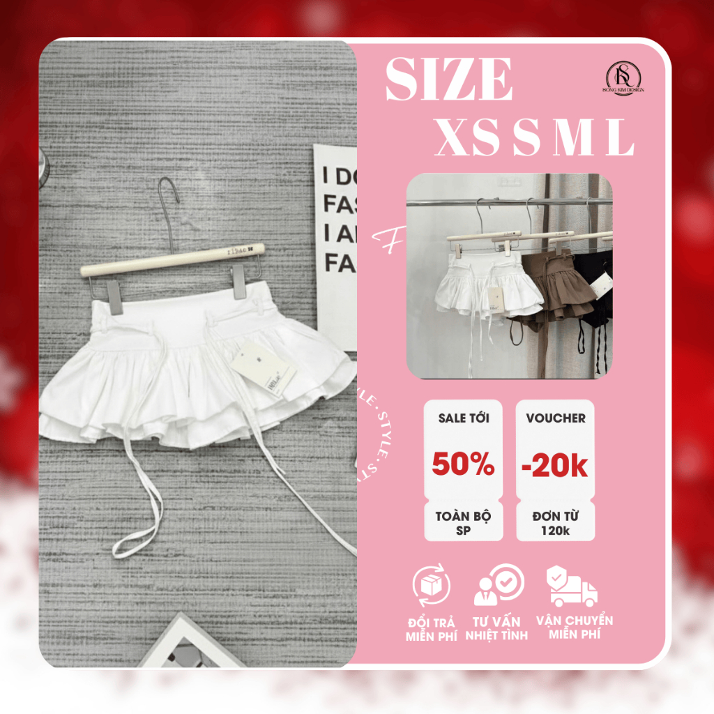 กระโปรงสั้นบานสองชั้น Young and Dynamic – ร่วมกับเสื้อยืดและเสื้อครอปได้ง่าย (XS–S–M–L)