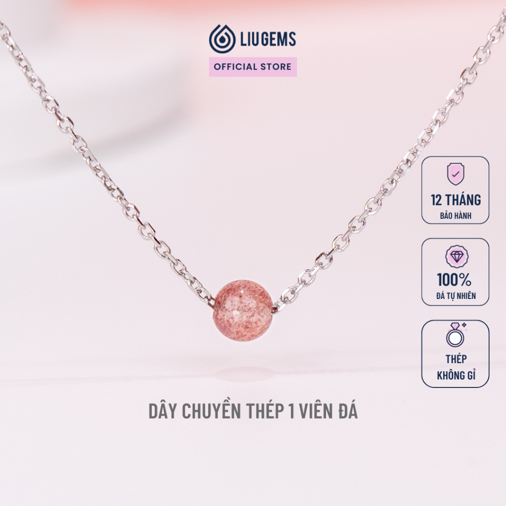 Liugems ประณีต Feng Shui 1 สร้อยคอสแตนเลสหินกลมธรรมชาติ DCT04