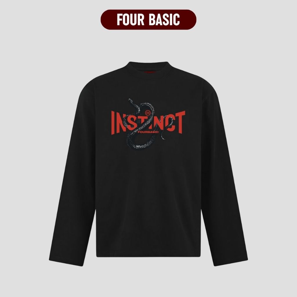 Instinct Boxy Long Tee สําหรับผู้ชายและผู้หญิง ผ้าฝ้ายระบายอากาศ 280gsm หนา Four Basic ของแท้ BL59