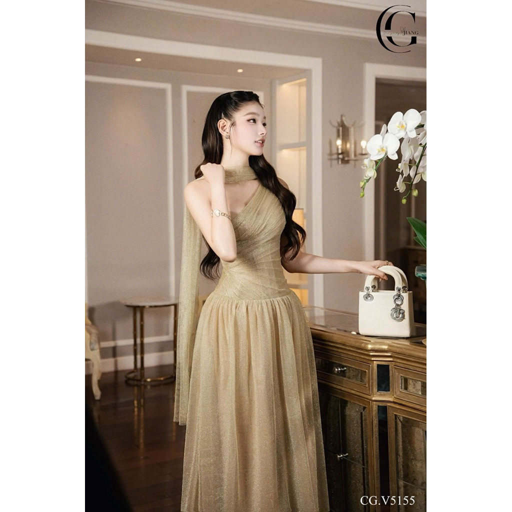 ชุดเดรสผ้าชีฟอง LunaClassy Kim Dong Chau Gaang CGV ชุดเดรสผ้าพันคอคอมาตรฐาน515561เอฟเอฟ