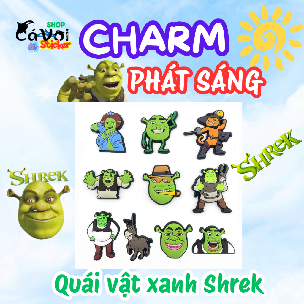 GLOWING CHARM: SHREK GREEN MONSTER - CUTE SLIPPERS CHARM