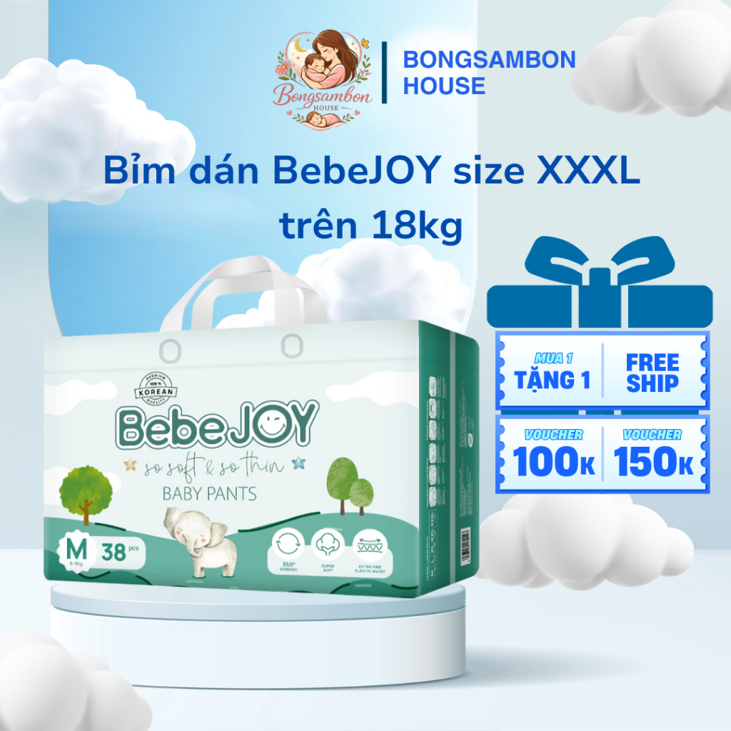 ผ้าอ้อม BebeJOY ไซส์ XXXL มากกว่า 18kg - 30 ชิ้น - BONGSAMBON HOUSE