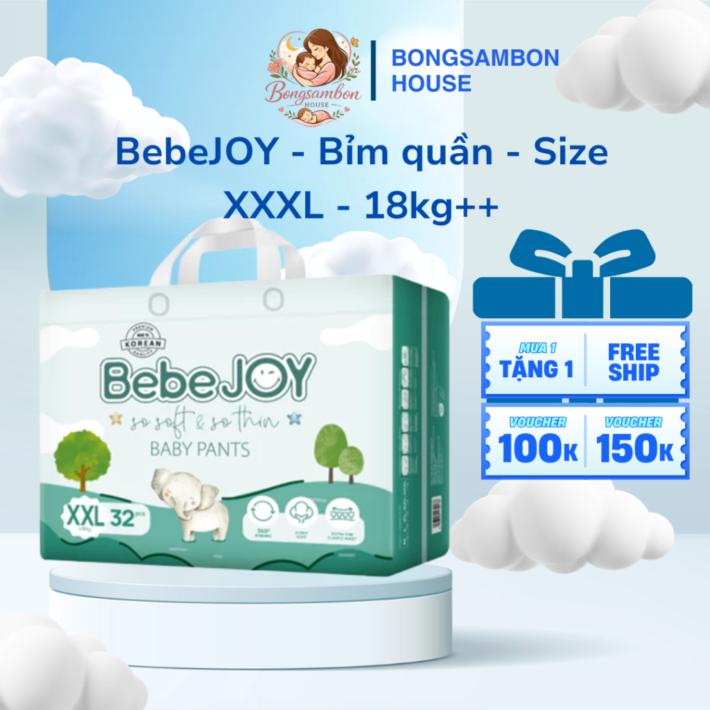 BebeJOY - ผ้าอ้อม - ไซส์ XXXL - 18kg++ - 30 ชิ้น - BONGSAMBON HOUSE