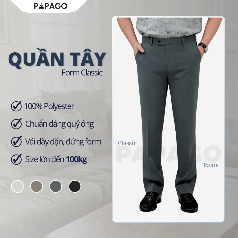 [ใหม่] PAPAGO กางเกงผู้ชายวัยกลางคนน้ําหนักเบายืดทรงตรงสําหรับพ่อ - P25QT001