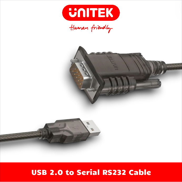 UNITEK สายแปลงพอร์ต USB 2.0 เป็น Com DB9 / RS232 (M) ความยาวตั้งแต่ 1.5 ม. ถึง 3 ม. Y-108, Y-108C01