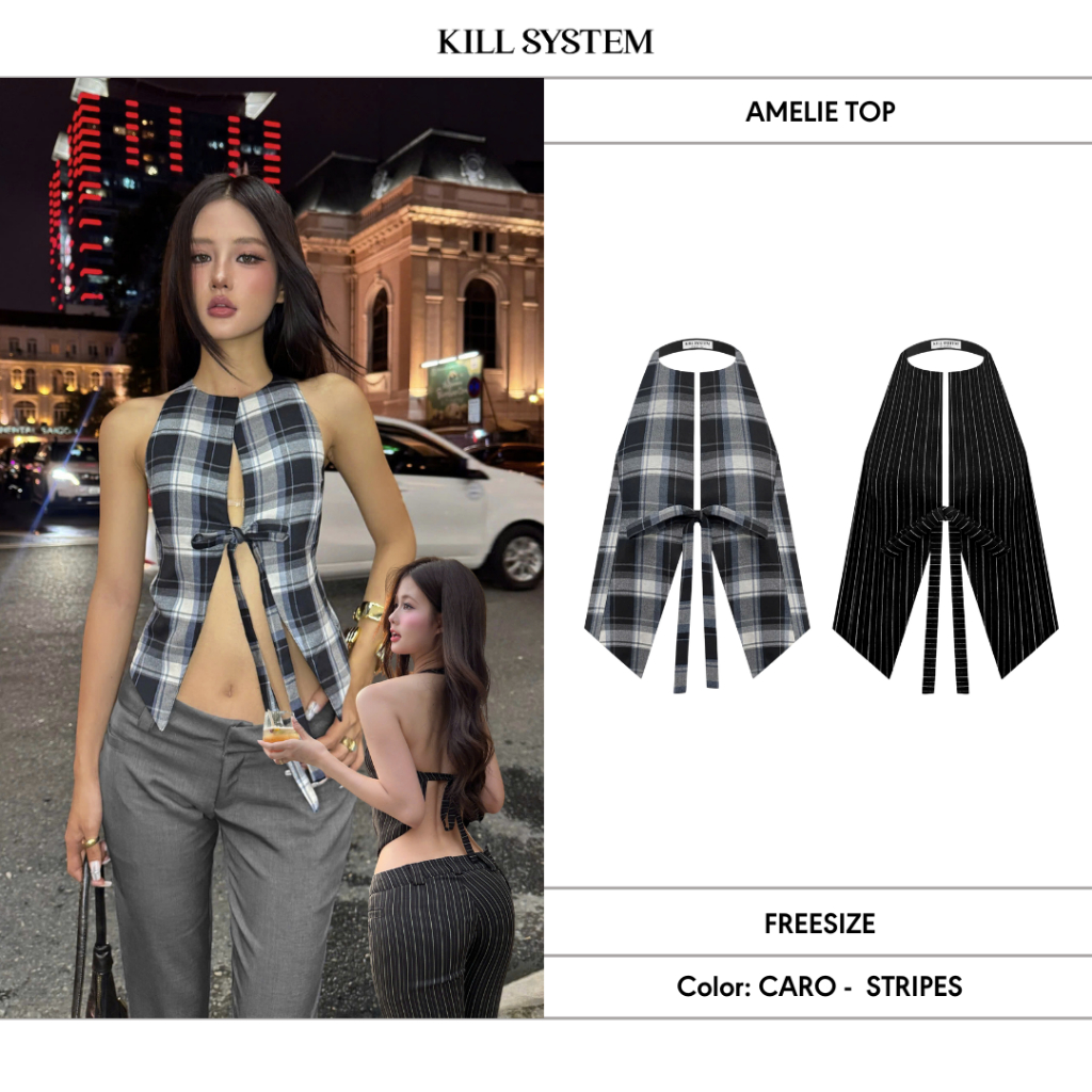 AMELIE เสื้อสายเดี่ยวผูกโบว์เปลือยหลังเย้ายวน – KILL SYSTEM ราคา ถูกที่สุด ดีลบีเคเค รูปภาพหลัก