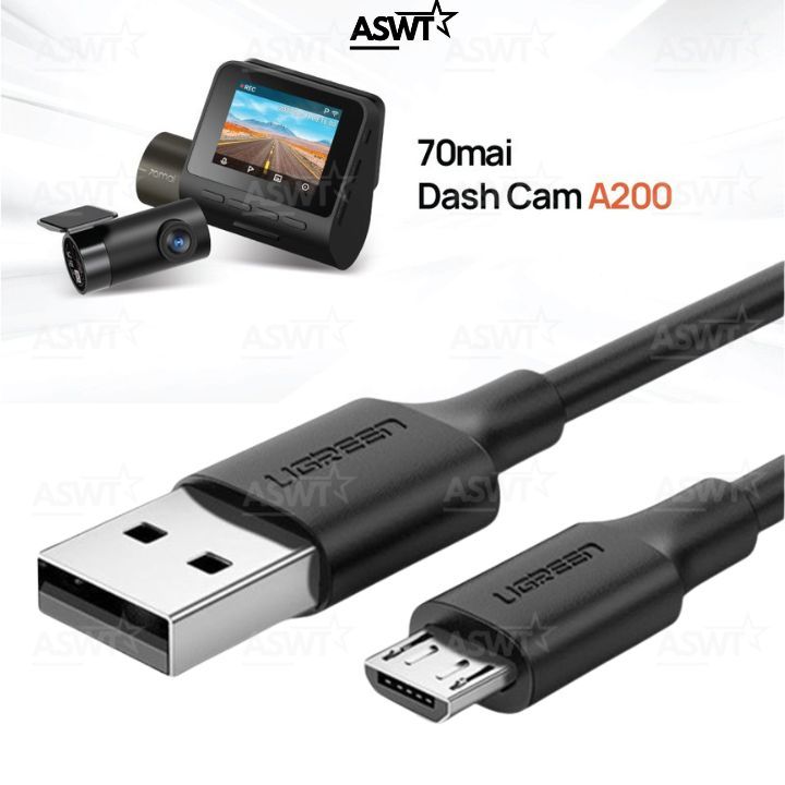 สาย USB to power car dash cam 70Mai A200 / 70Mai A800S ยาว 3 เมตร - 1 ปี - VATUDE INCLD