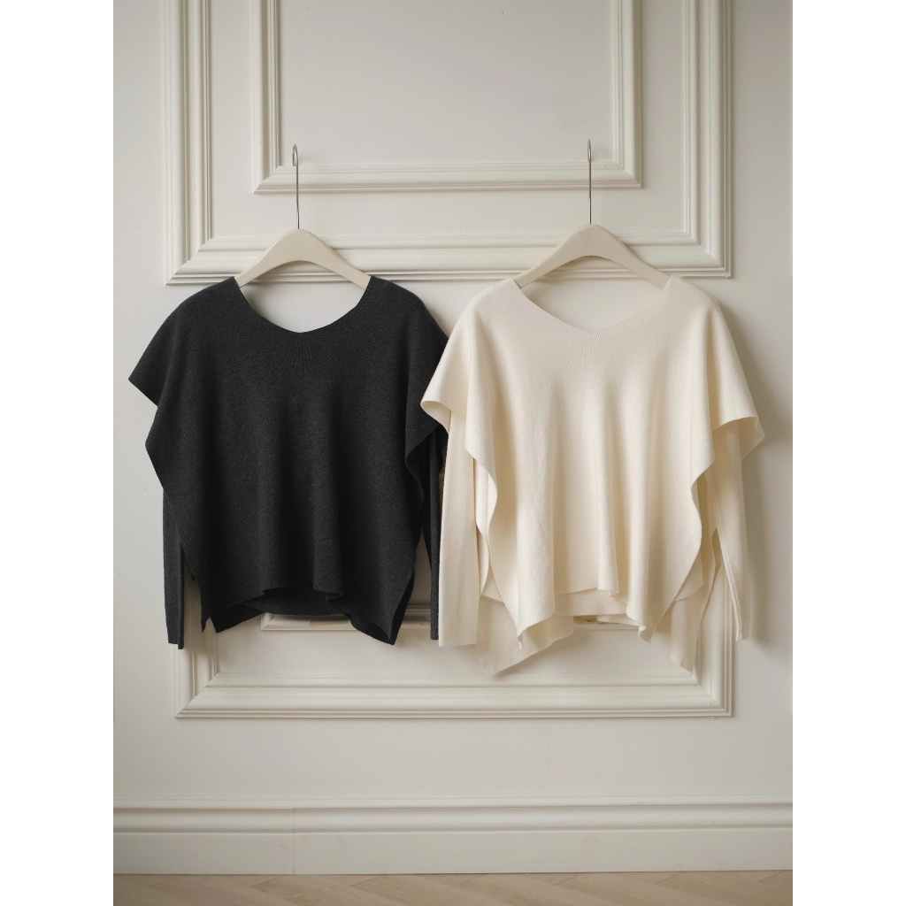 เสื้อยืด Stylized พร้อมผ้าพันคอติด วัสดุยางยืดเรียบและยืด Calie AF199 แฟชั่น