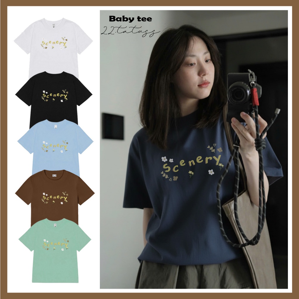 SCENTERY - เสื้อยืด Babytee หลากสีมาแรง เสื้อเข้ารูปผู้หญิง ผ้าฝ้ายหนา 22.tatuss