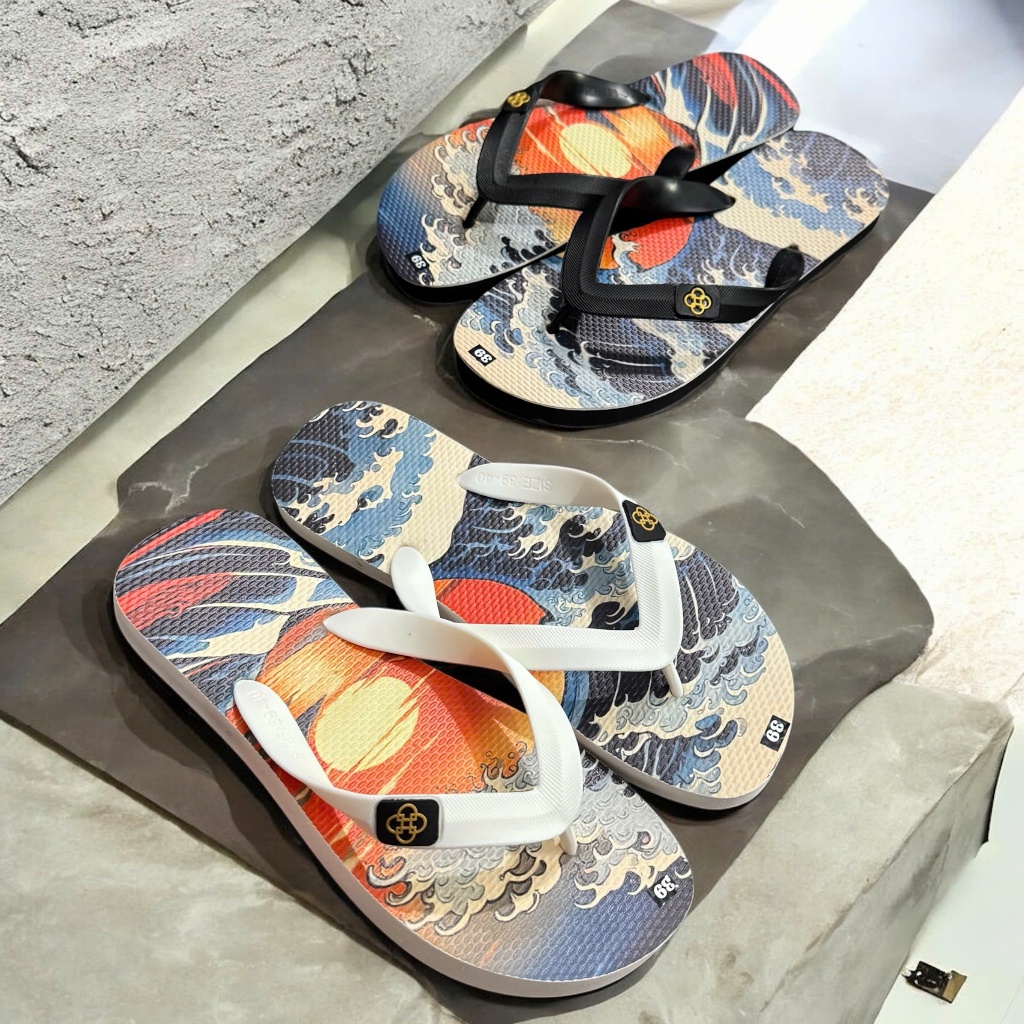 THAILAND LAO FLIPBOARD HD 3D PRINTED PATTERNS ยางสไลด์คุณภาพสูง BLANK SOLES (3D สายรัดสีดํา)