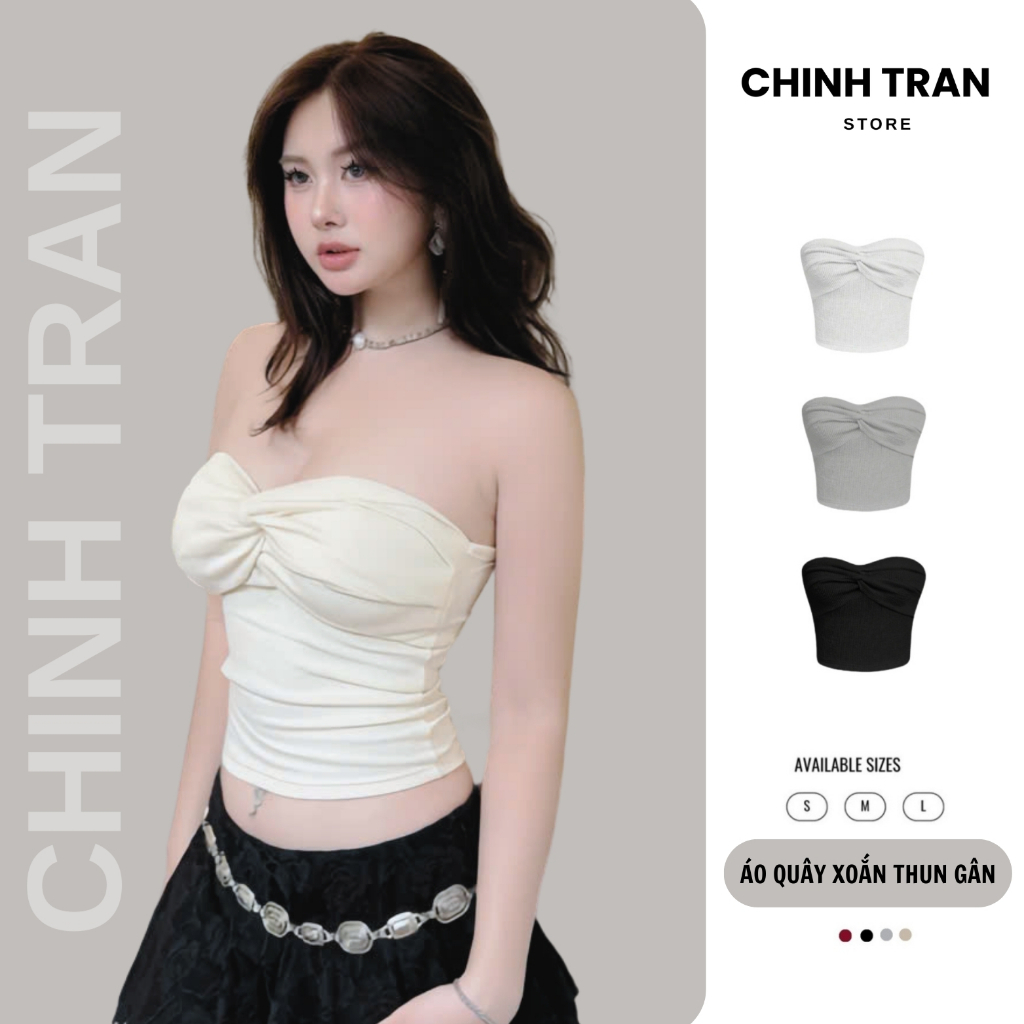 เสื้อเชิ้ตโครเชต์ที่ไม่มีสายหนังบิดของผู้หญิง Bodycon ไม่มีโฟม Ribbed Elastic - Chinh Tran Store