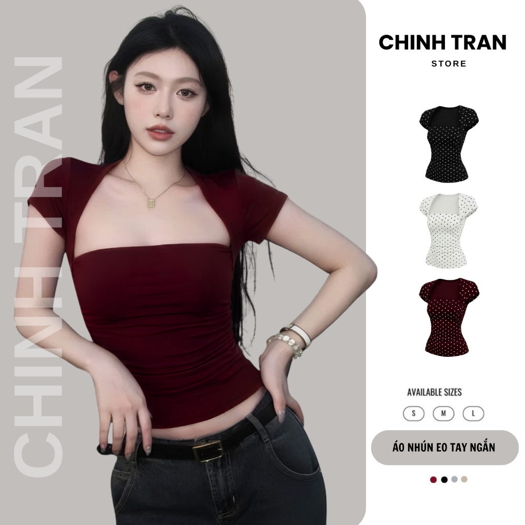 เสื้อยืดบอดี้คอนแขนสั้นทําจากผ้าฝ้ายหลากสี