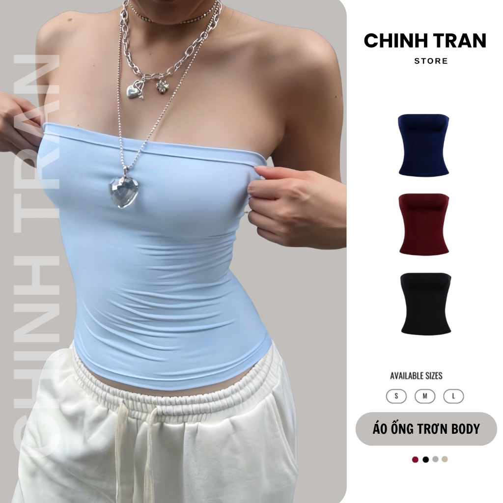 Basic Bodycon Plain Tube Top หลายสีทําจากผ้าฝ้ายบางเย็น - ร้าน Chinh Tran