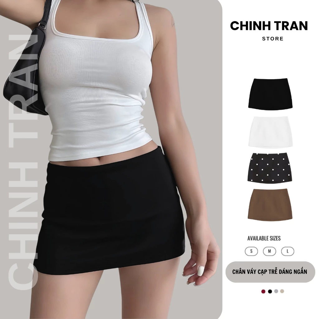 กระโปรง Low-rise Basic Short-Color Trendy - Chinh Tran Store