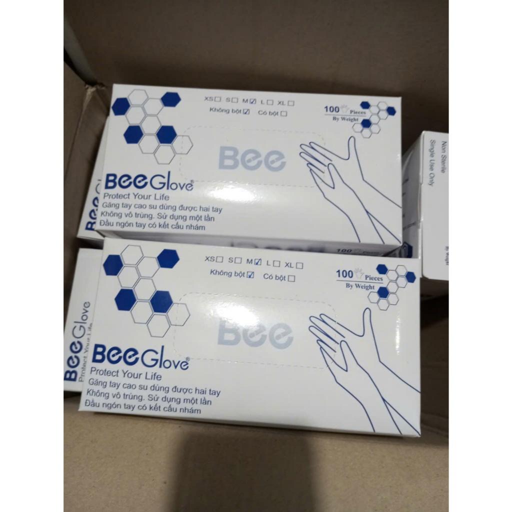 BOX ถุงมือยางทางการแพทย์ boglove POWDER-FREE สีขาวครีม ไซส์ XS,S,M,L,XL