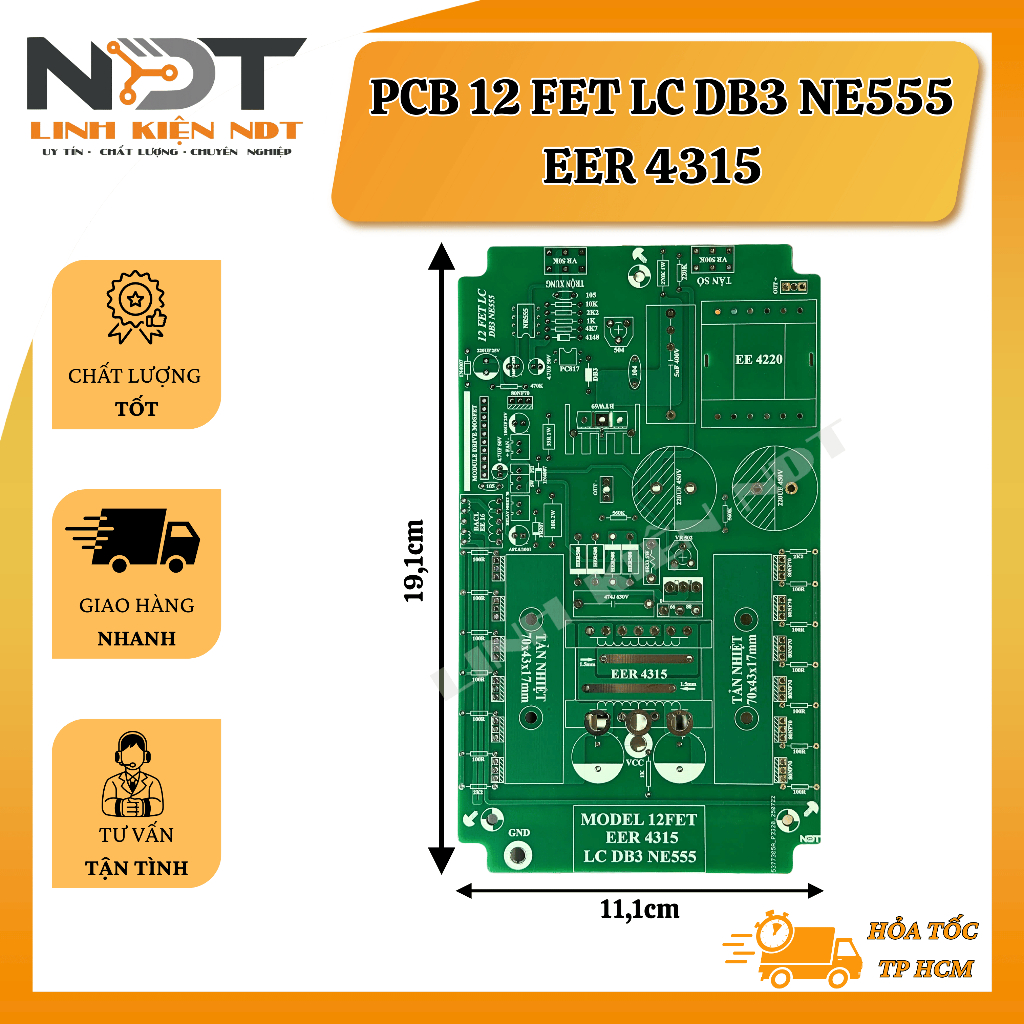 PCB 12 Fet LC DB3 NE555 EER4315 - ส่วนประกอบ NDT