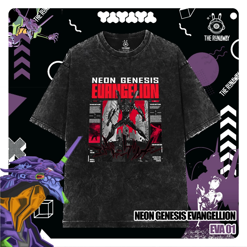 Neon Genesis Evangelion : เสื้อยืดผ้าฝ้าย Eva 01 สําหรับผู้ชาย / ผู้หญิง โดย The Runaway