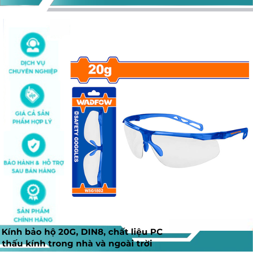 แว่นตานิรภัย 20G, DIN8, วัสดุ PC สําหรับเลนส์ในร่มและกลางแจ้ง WADFOW WSG3808 WSG1801 WSG1802