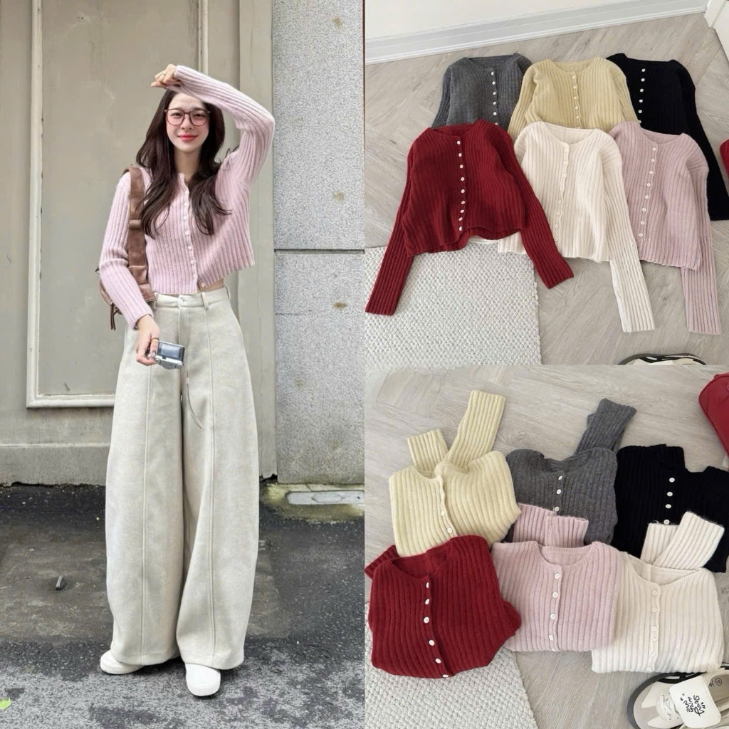 (OLDSCHOOL PHOTO) เสื้อสเวตเตอร์แขนยาวขั้นพื้นฐานสําหรับผู้หญิง QC566