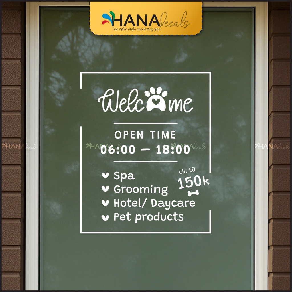 Pet Shop Opening Hours Decal PETS02 รูปลอกทาง่าย กันน้ํา ออกแบบฟรี - Hana Decals