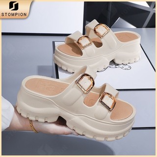 ​STOMPION Dép Nữ 2 Quai Nhựa EVA Đế Cao 5cm Êm Chân Tăng Chiều Cao Phong Cách Hàn Quốc