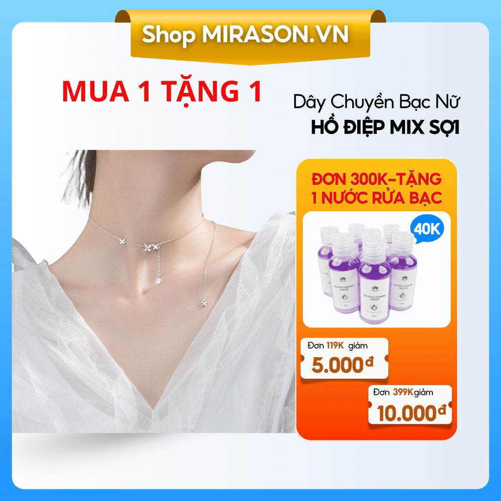 MIRASON สร้อยคอเงินผู้หญิง Phalaenopsis ผสมด้ายยาวหินหรูหรา MDC024