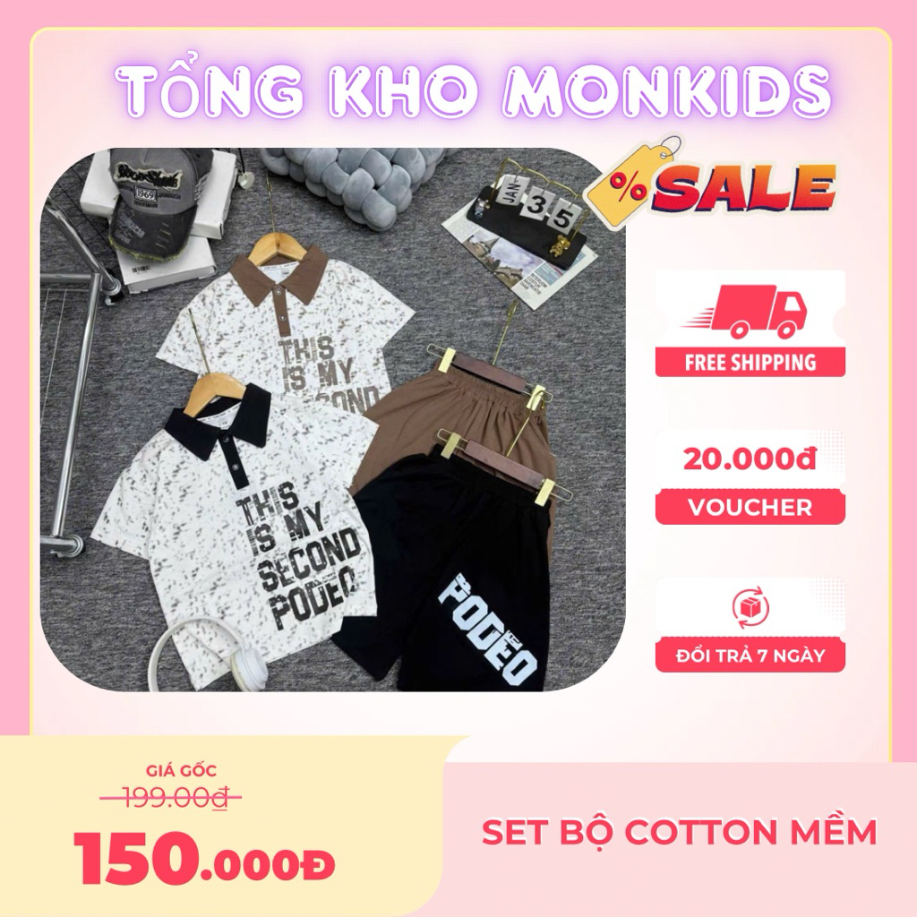 โปลี (ม่อนคิดส์) 18-60กก. ชุดโปโลแขนสั้น Po.deo ผ้าคอตตอนยืด 4 ทิศทาง