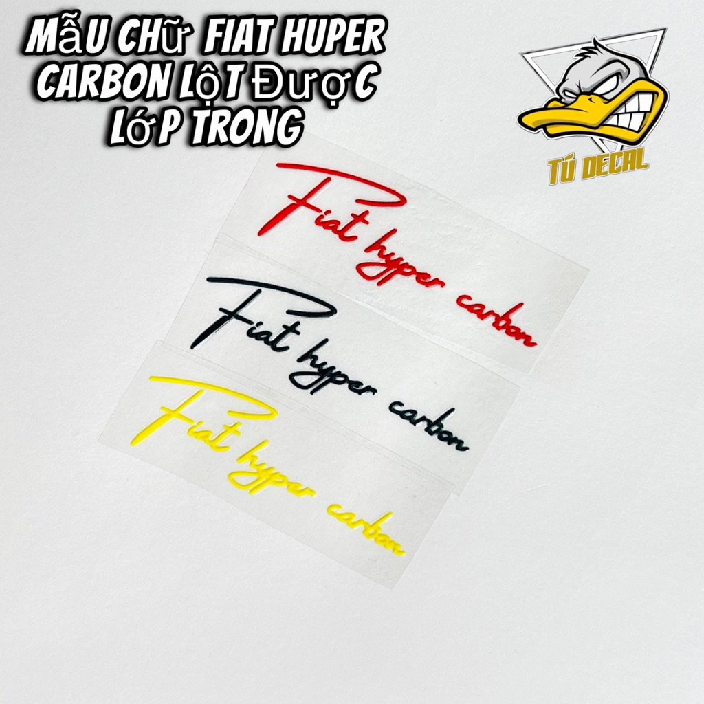 Fiat Hyper Carbon Letter Pattern สติกเกอร์โลโก้หลายสีรวมกันที่สามารถลอกออกได้ชั้นด้านในทนทานรูปลอกกันน้ํา - MinhTuDecal
