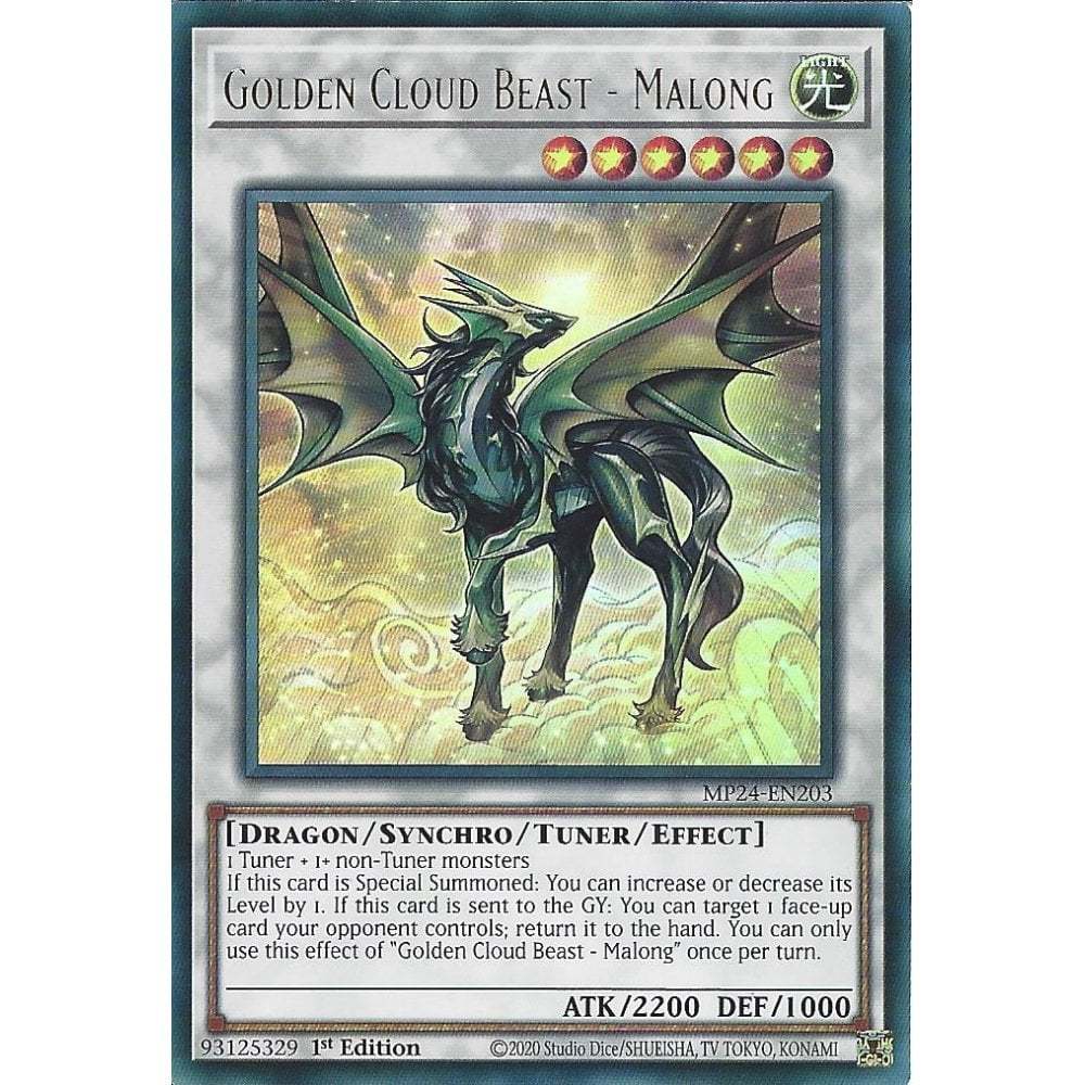 [KW2 Yugioh] [EN-UK] การ์ด MP24-EN203 Golden Cloud Beast - Malong : การ์ดหายากมาก : รุ่นที่ 1