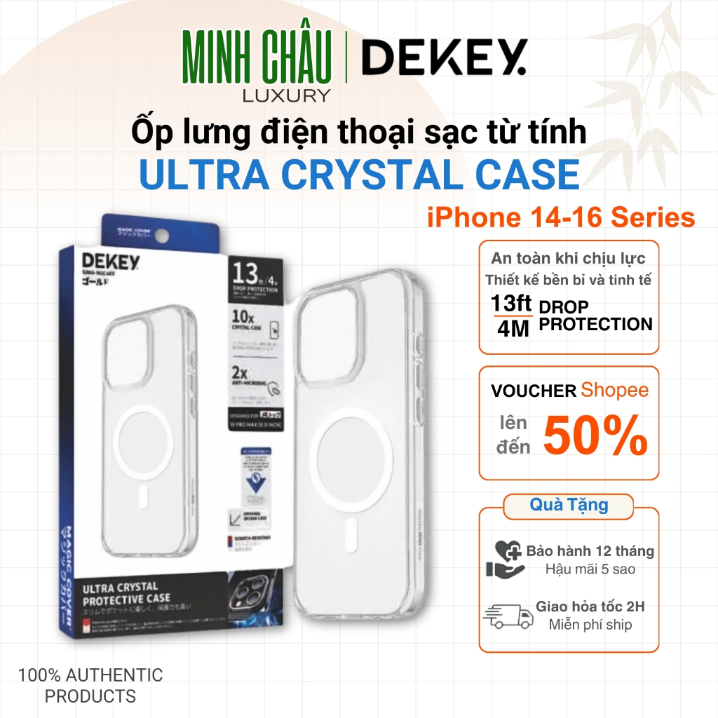 [iPhone 14-16] DEKEY Magic Cover Ultra Crystal เคสโทรศัพท์โปร่งใสชาร์จไร้สายสําหรับ 14Pro- 16Promax