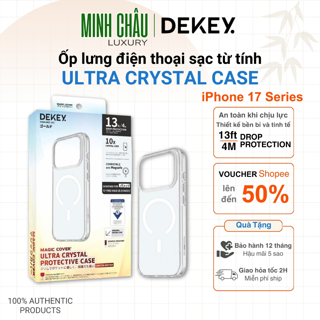 [iP 17 Series] DEKEY Magic Cover Ultra Crystal เคสโทรศัพท์โปร่งใสชาร์จไร้สายสําหรับ iP17 Series