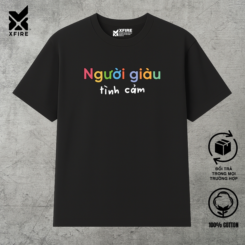 Oversize Xfire Rich Man Love เสื้อยืดสําหรับผู้ชายและผู้หญิง Unisex หลวมรูปแบบผ้าฝ้าย 100% 2-Way หลา