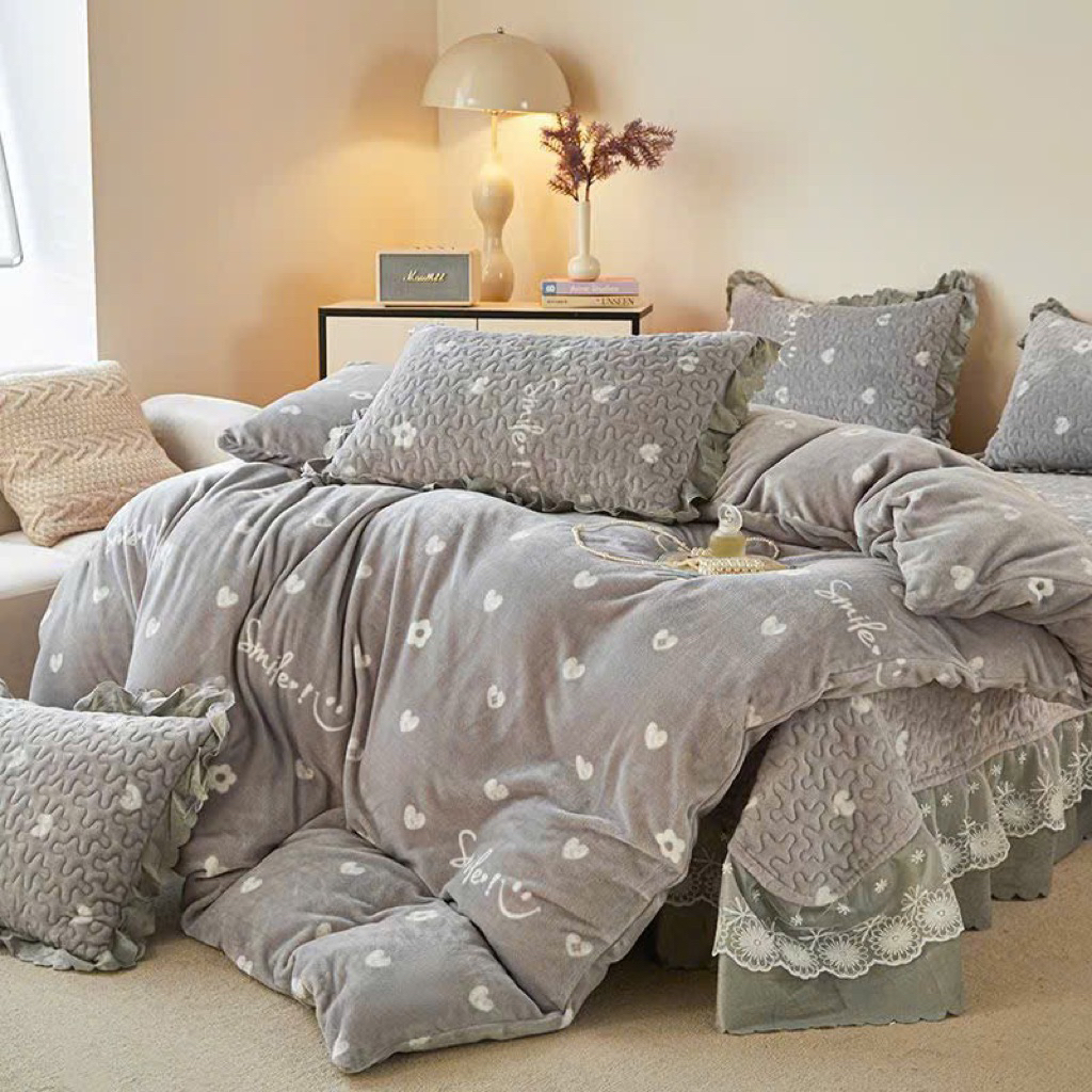 ปลอกผ้านวมสักหลาดกํามะหยี่มีซิปสะดวกรุ่นใหม่ใส่สักหลาดนุ่มขนาด 2มx2ม3