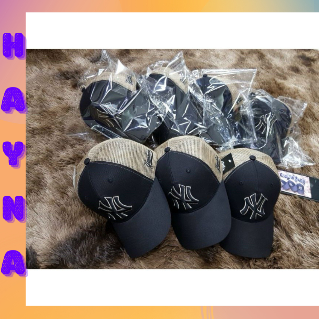 หมวก - NY หมวกปักตาข่ายครีม unisex แฟชั่นเกาหลี M804