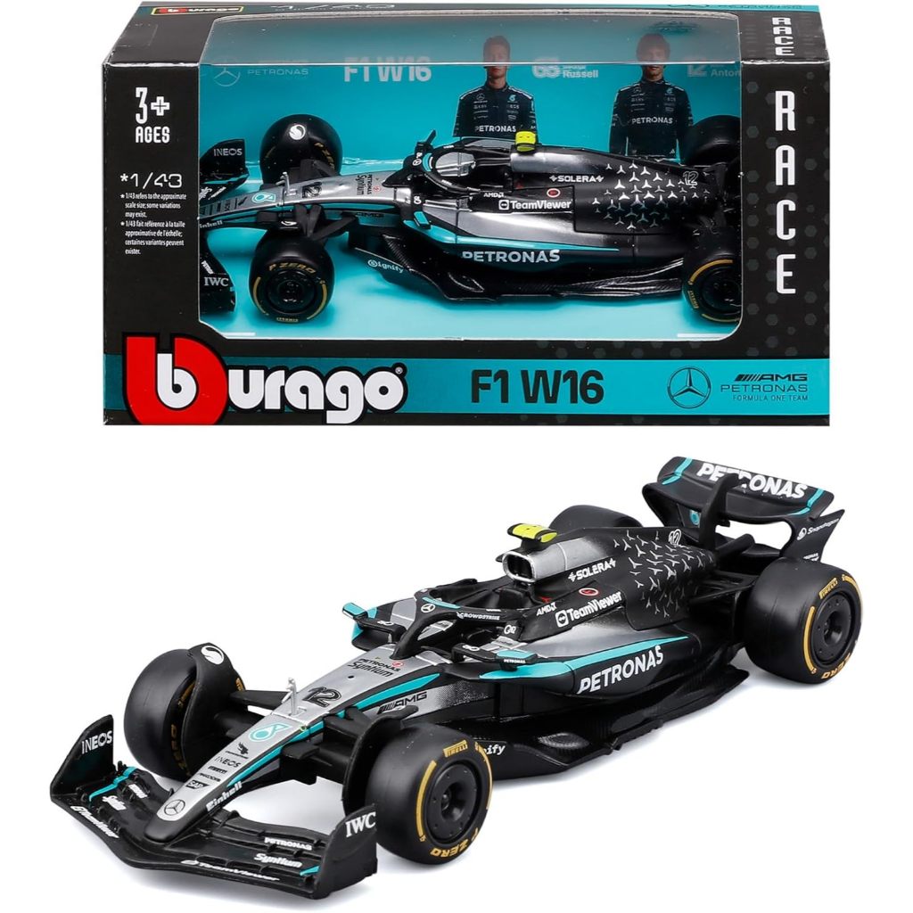 F1 สูตร Mercedes Benz Petronas F1 W16 รถแข่งรุ่น 1:43 สเกล Bburago 18-38237