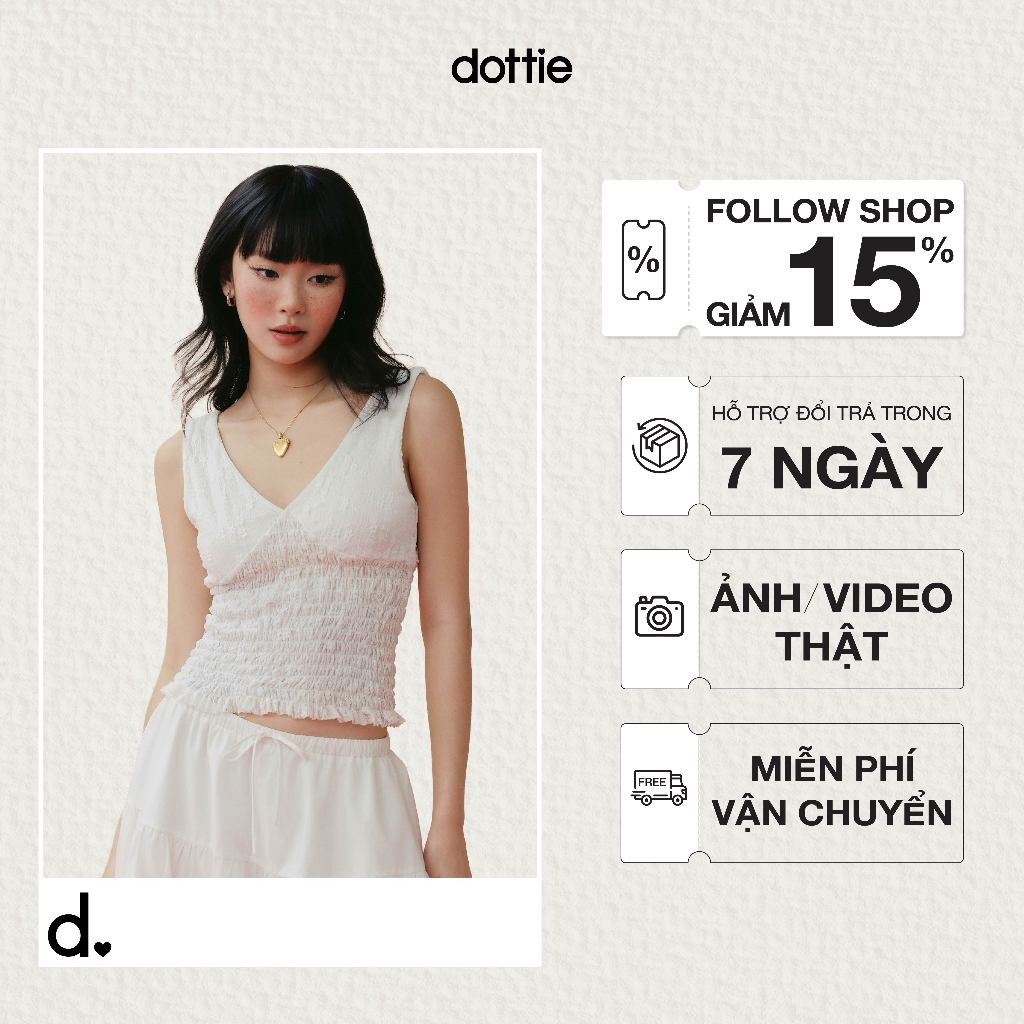 [NEW ARRIVAL] DOTTIE - เสื้อคอเต่าสม็อค - สีขาว - T1159