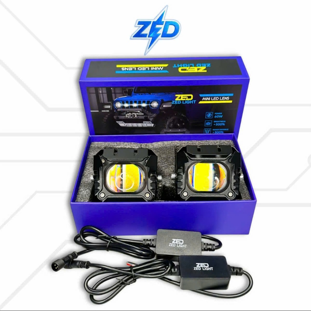 F32X Ball Bearing Spotlight - ZED LIGHT 60W/9V-80VV/DC 2 โหมด Cos สีเหลืองสีขาว Phase 2025 1 ปีข้อผิ