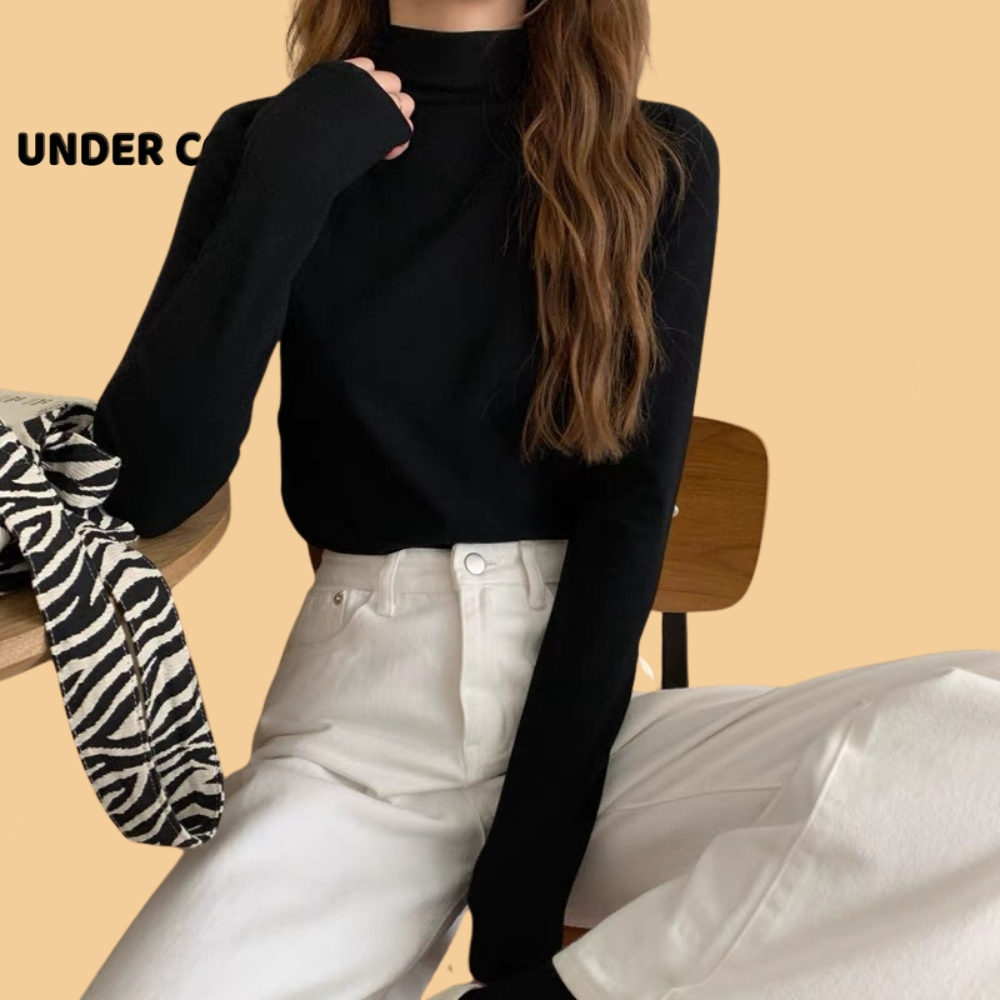 UNDERCOOL Basic เสื้อยืดคอเต่าต่ํา แขนยาว ผ้าคอตตอนเนื้อนุ่ม Live - ADT03