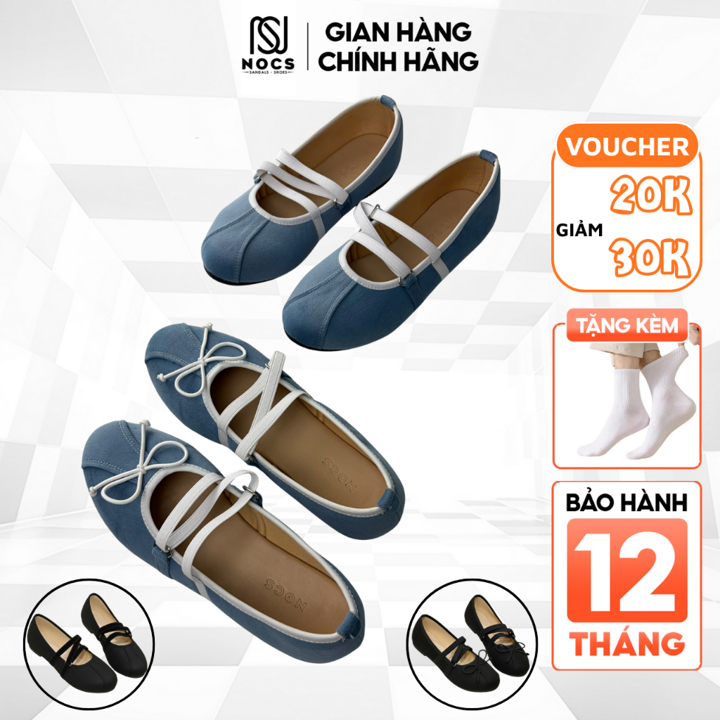 NOCS1 รองเท้าตุ๊กตาผู้หญิง ROUND TOE CROSS-SANDAL พร้อม BOW - SLIM, LIGHTWEIGHT และ COMFORTABLE CROS