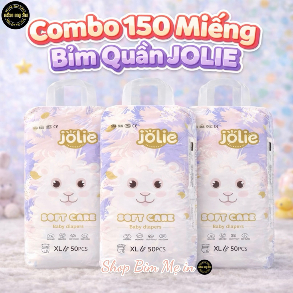 คอมโบ 3 แพ็ค 150 ผ้าอ้อมและกางเกง JOLIE คุณภาพสูงทุกขนาด M-4XL