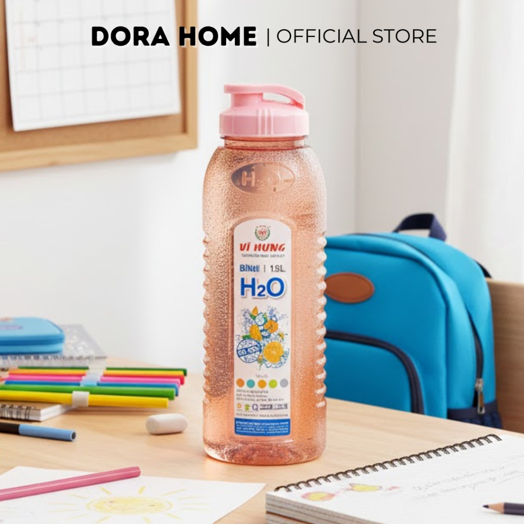 ขวดน้ํา Vi Hung H2O 1.5 ลิตร พลาสติก PET พร้อมฝาปิดปิดผนึก สีทนทานมากมาย 3004 - Dora Home