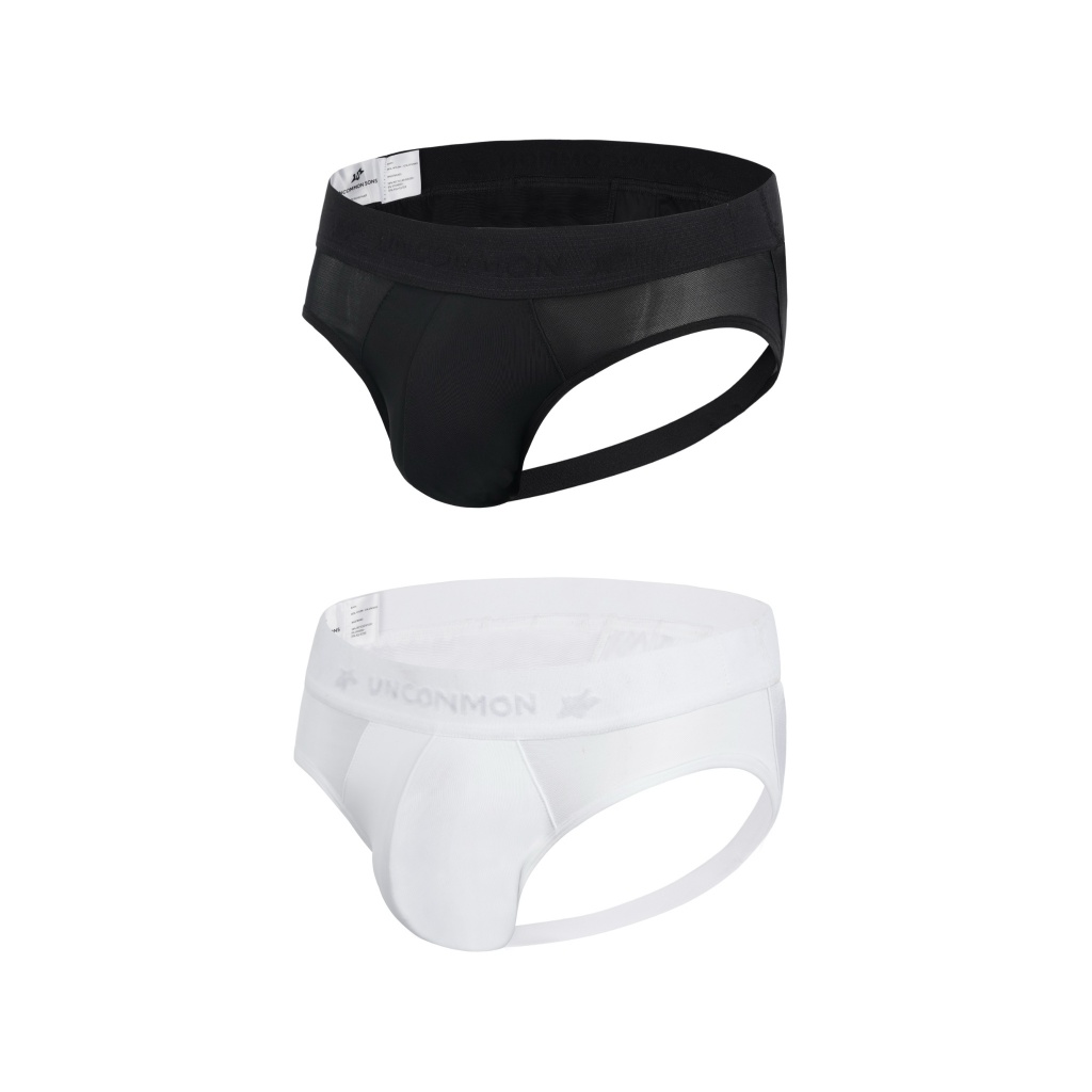 กางเกงชั้นในชาย jockstrap นูน Uncommon sons ชุดชั้นในผ้าฝ้ายตาข่ายสีดําและสีขาว