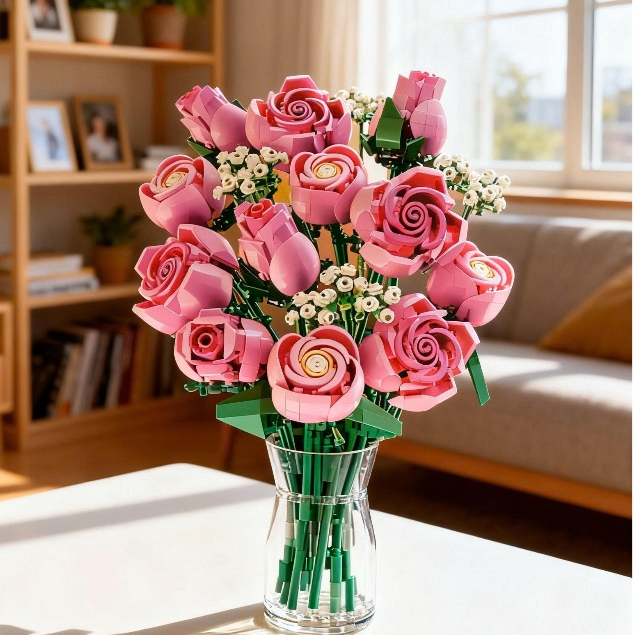 ของเล่นประกอบตกแต่ง - Artistic Chalk Rose Bouquet 789 รายละเอียด - Ben_house_shop