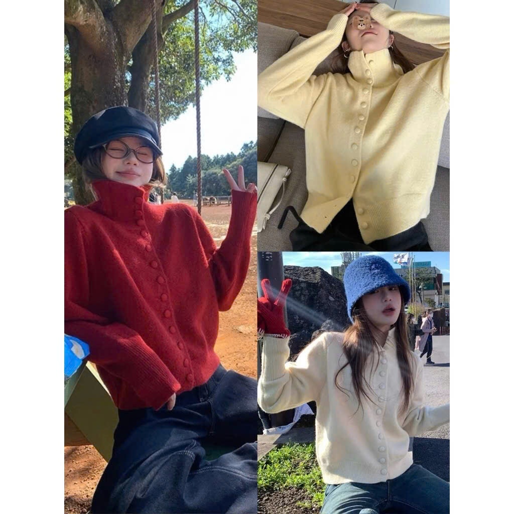 คาร์ดิแกนคอเต่า, เสื้อแจ็คเก็ตไหมพรมคอปกเปิดลงขนกระต่าย, เสื้อโค้ทผ้าวูลติดกระดุมแขนยาวสไตล์เกาหลี q