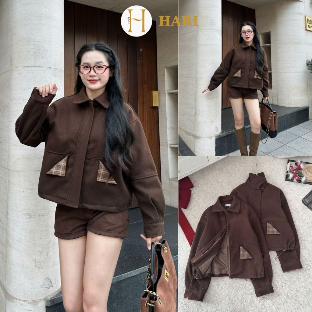 เสื้อโค้ทกันหนาว Hari คอปกเปิดลง สไตล์บุคลิกภาพ 1938 P0K36